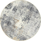 Lahome Modern Abstract Round Rug - 4Ft Grey Small Bathroom Rug Indoor 4x4 Circle Rugs Washable Kitchen Mat, Non Slip Contemporary Bedroom Carpet for Living Dining Room Office Nursery