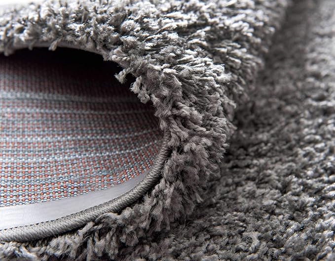 Unique Loom Solid Shag Collection Area Rug (9' x 12' Rectangle, Graphite Gray)