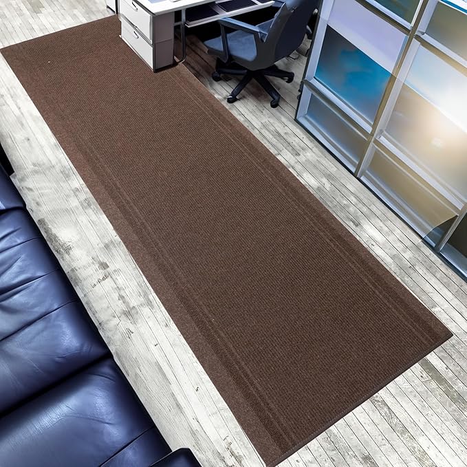 English Home Custom Size Non Slip Striped Design Light Weight Durable PVC Backing Thin Pile Runner Rug (36" x 4')