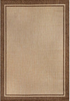 CAMILSON Indoor Outdoor Rug, 10x14 Bordered Natural Brown Modern Large Area Rugs for Indoor and Outdoor Patios, Kitchen and Hallway Mats, Washable Porch Deck Outside Carpet (Jute, 10 x 14)