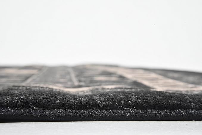 Unique Loom Taftan Collection Border Geometric Tribal Inspired Design Area Rug (9' 0 x 12' 0 Rectangular, Black/ Gray)