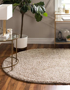Unique Loom Solid Shag Collection Area Rug (8' x 10' Oval, Taupe)