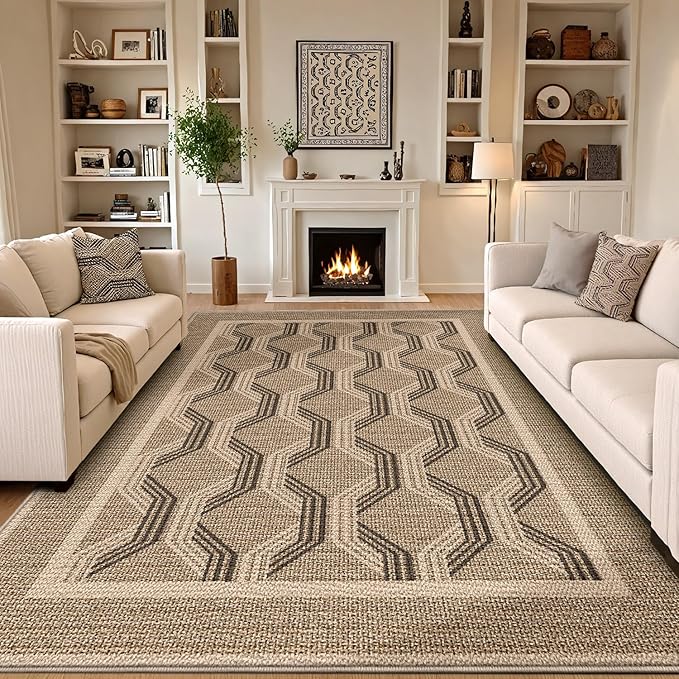 LUMI 5x8 Washable Area Rug for Living Room, Ultra Soft Modern Abstract Rugs Non Slip with Rubber Backing, Low Profile, High Traffic, Stain Resistant Carpets, Ideal for Bedroom, Dining Room, Indoor