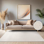 Paco Home Modern Area Rug with Raised Curved Line Pattern – Minimalist Design in Cream, Size: 4' x 5'7"