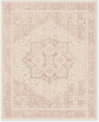 RUGGABLE Washable Area Rug – Kamran Soft Pink 8x10, Stain-Resistant, Non-Slip – Large Machine Washable Rugs for Living Room, Bedroom, Hallway, Entryway & Office–with Cushioned Pad
