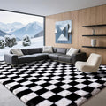 8x10 Area Rugs for Living Room Bedroom, Soft Fluffy Shaggy Bedside Rug, Indoor Floor Carpet for Kids Playroom, Dorms, Nursery Rooms, Home Decor (Black & White 8'x10')