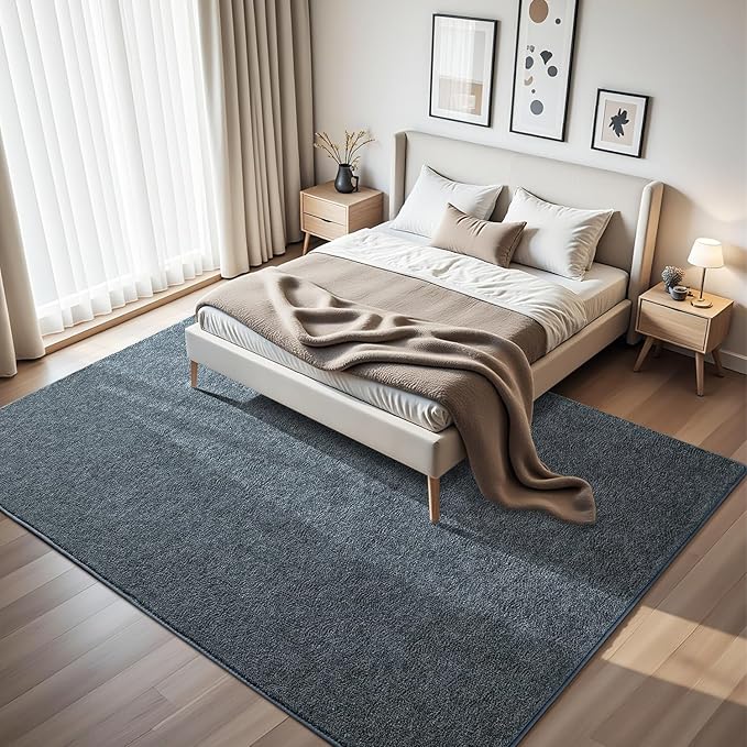 HQAYW 7x10 Large Area Rugs for Living Room Bedroom, Modern Thickened Memory Foam Soft Rug, Low Pile Minimalist Washable Non Slip Carpets for Kids Girls Boys Nursery Dorm Home Decor, Navy Blue