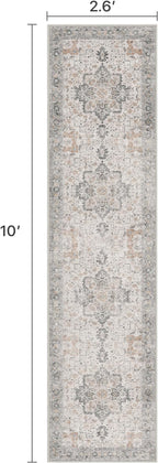 Runner Rug 2'6''x10, Non Slip Vintage Hallway Runner Rugs, Low Pile Lightweight Machine Washable Mat for Hallway, Entryway, Bedroom, Kitchen and Corridor, Light Taupe Brown
