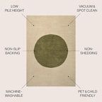 JONATHAN Y Machine Washable Cream/Green Indoor Area Rug 4X6 ft, Cirkel Minimalist Geometric Dot for Living Room, Bedroom, Kitchen, Office, Easy-Cleaning, Pet-Friendly, Non-Shedding WSH113C-4