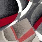 2305 Gray Black Red White Swirls 6'5 x 9'2 Modern Abstract Area Rug Carpet