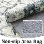 jinchan Kelda Area Rug 3x5 Washable Entryway Rug Vintage Soft Indoor Floor Cover Retro Distressed Mat Accent Lightweight Non-Slip Thin Carpet for Kitchen Bathroom Living Room Bedroom Grey