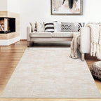 RUGSREAL 8x10 Washable Rug for Living Room Non-Slip Modern Abstract Area Rug Stain Resistant Large Bedroom Rug Contemporary Accent Throw Floor Carpet Solid Rug for Dining Room Home Decor, Beige