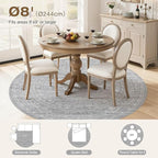 8ft Round Rug Living Room: Washable Large Vintage Rug Neutral Non-Slip Soft Stain Resistant Indoor Carpet for Bedroom Nursery Dining Room Under Table Bed Home House Office Playroom - Grey