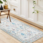 COMSLE Washable Door Mat, Front Door Mat Indoor Faux Wool Absorbent Small Rugs for Entryway Distressed Throw Rug Non-Slip Accent Floor Carpet for Entrance Bedroom, 24X48 Inches Pink Floral