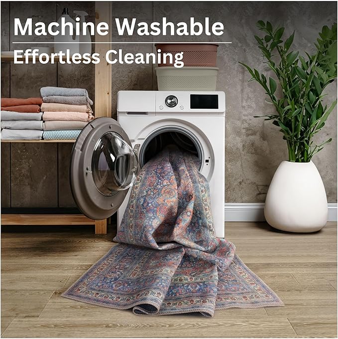 Bloom Rugs Washable Non-Slip 9' x 12' Rug - Multicolor Traditional Medallion Area Rug for Living Room, Bedroom, Dining Room, and Kitchen - Exact Size: 9' x 12'