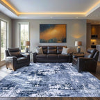 Area Rug Living Room Rugs - 5x7 Washable Large Soft Indoor Neutral Modern Abstract Low Pile Rug Carpet for Bedroom Dining Room Farmhouse Home Office - Navy Blue