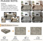 6x9 Machine Washable Area Rug for Living Room, Grey Rusty Boho Vintage Floral Rug Large Non-Slip Low Pile Soft Faux Wool Carpet, Kids and Pets Friendly for Bedroom Dining Room Farmhouse Decor Rug