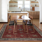 RUGGABLE Washable Vintage Area Rug – Verena Amber Red 6x9, Stain-Resistant, Non-Slip – Medium Machine Washable Rugs for Living Room, Bedroom, Hallway, Entryway & Office–with Cushioned Pad
