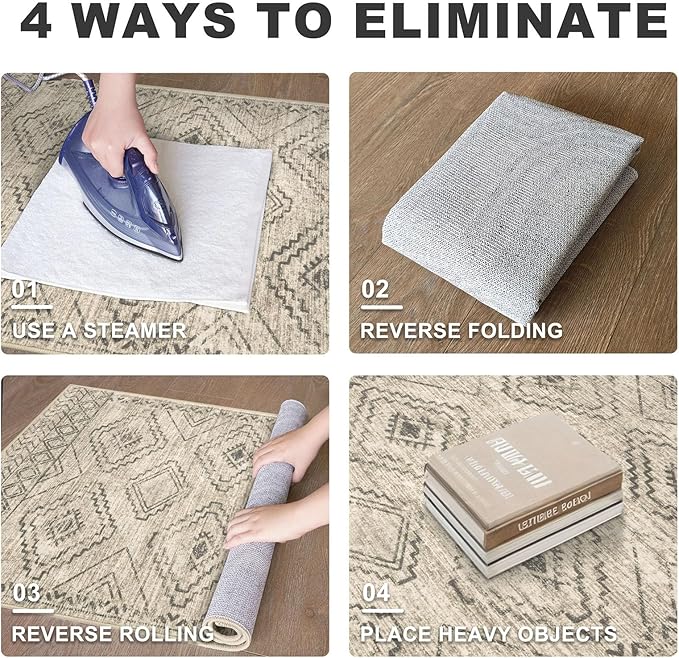 KILOCOCO Hallway Runner Rug 3'x8' Runners for Hallways Washable Runner Rug Non Slip Rubber Backed Low-Pile Runners for Bedroom Kitchen Living Room Laundry Room Boho Rugs, Beige/Gray/Green