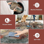 Lahome Washable Runner Rug with Rubber Backing- 2x8 Rug Runners for Hallways Non Slip Kitchen Rugs Non Skid, Modern Abstract Carpet Runner Indoor Floor for Bathroom Entrance Living Room Bedroom,Red