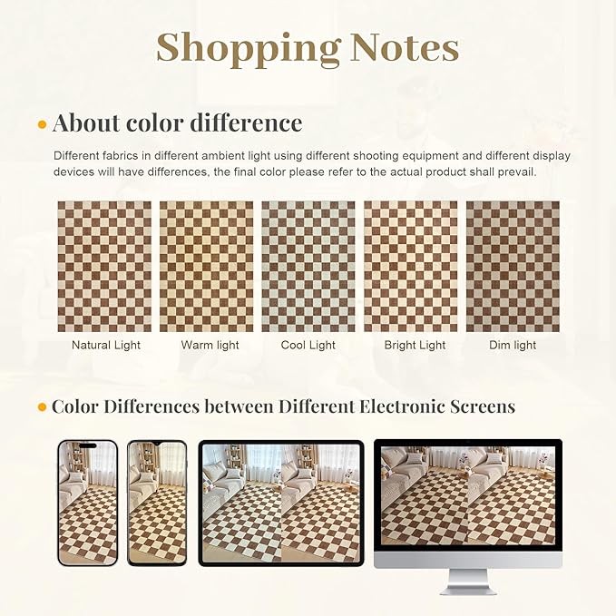 LIVEBOX 8x10 Area Rugs for Living Room, Checkered Non-Slip Washable Rugs, Farmhouse Neutral Classic Geometric Pattern Large Boys Area Rug for Bedroom, Carpet for Dining Room Office(Dark Brown,8'x10')