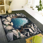 Visual Illusion Canyon Living Room Rug, 5x8ft, 3D Visual Effect Stream Indoor Throw Mat, Stone Crack Ultra Soft Home Decor Carpet, Thin Low Pile Machine Washable Rugs for Entrance
