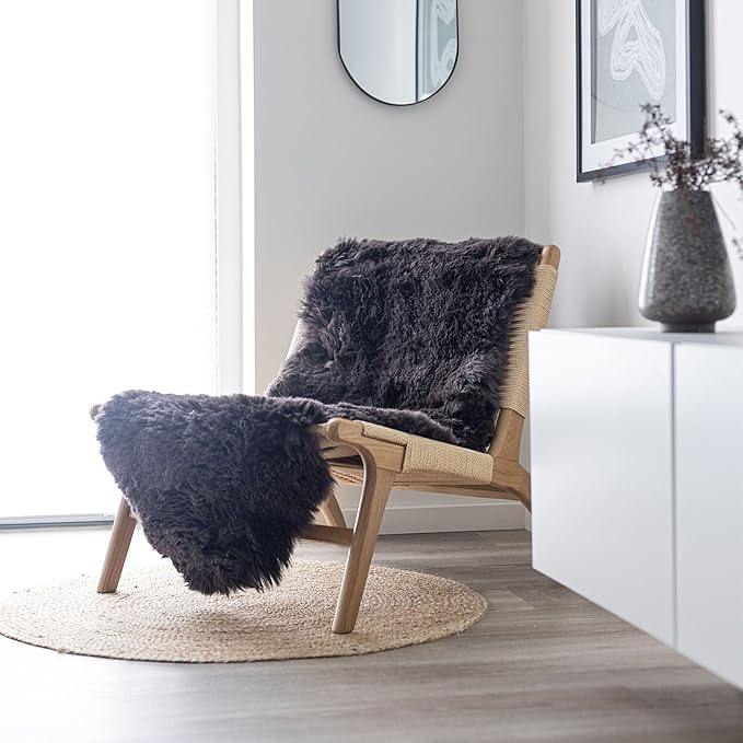 Real Sheepskin Rug 2x6 ft | Sheepskin Rugs for Living Room and Sofa | Bedside Rugs for Bedrooms | Large Fluffy Rug is Breathable & Heat-regulating in Color Chocolate