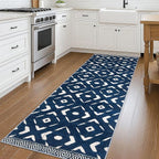 KILOCOCO Hallway Runner Rug 2.6'x8' Runners for Hallways Washable Runner Soft Non Slip Printed Geometric Low-Pile Rugs Runners for Bedroom Kitchen Living Room Boho Rugs, Blue