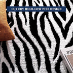YIHOUSE 6×9 Ft Area Rugs, Black and White Modern Abstract Rug, Washable Plush Soft Zebra Print Carpet, Non-Slip Non-Shedding Rug for Living Room, Bedroom, Dining Room, Home Office Decor