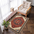 2x3 Orange Red Small Area Rug for Entryway, Soft Washable Rugs with Non-Slip Backing for Bedroom Kitchen, Vintage Throw Carpet Laundry Entry Front Door Decor