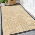 Kitinjoy Front Door Mat Outside Entrance, Sturdy Natural Dirt Trapper, Heavy Duty Rubber Doormat, Low Profile Non-Slip Backing, Easy Clean Floor Mat for Indoor Outdoor Entry, 47X32 Inch, Beige