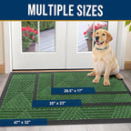 Kitinjoy Front Door Mat Outside Entrance, Sturdy Natural Dirt Trapper, Heavy Duty Rubber Doormat, Low Profile Non-Slip Backing, Easy Clean Floor Mat for Indoor Outdoor Entry, 29.5X17 Inch, Green