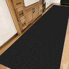 IOHOUZE Washable Exrea Long Hallway Runner Rug 3x14 Non Slip Rubber Backed Kitchen Runner Entryway Runner Indoor, Woven Rugs Floor Carpet for Kitchen Hall Entryway Stair,Black/Grey