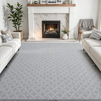 LUMI Washable Area Rug 5x8 for Living Room, Ultra Soft Modern Neutral Rugs with Non Slip Backing, Low Profile Carpet High Traffic for Bedroom, Dining Room, Grey