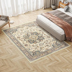 Dripex Washable Area Rug 6x9 Floral Rug Stain & Water Resistant Foldable Thin Vintage Rugs Faux Wool Floor Carpet for Living Room Bedroom Dining Room Kitchen Bathroom Farmhouse Office