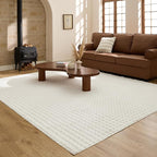 Bedsure 6x9 Fluffy Area Rugs for Living Room, Machine Washable Rugs, Non-Slip Backing, Non-Shedding, Pet Friendly Throw Rug for Bedroom Dining Room, Coconut White