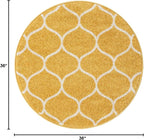 Rugs.com Lattice Frieze Collection Rug – 3' Round Yellow Medium Rug Perfect for Kitchens, Dining Rooms