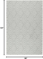 Dash & Albert Diamond Platinum/White Machine Washable Rug, 7.5 X 9.5 Feet, White Geometric Pattern