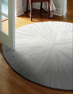 Faux Cowhide Round Area Rug | Non-Slip Leather Floor Carpet for Living Room, Bedroom, and Home Décor | Modern Stylish Accent Rug(White_7x7)
