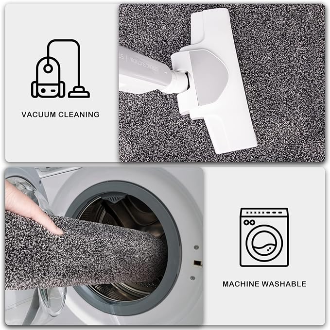 PURRUGS Dirt Trapping Door Mat 34" x 59", Non-Slip Machine Washable Entry Rug, Shoe Scraper, Dog Doormat, Super Absorbent Welcome Mat for Front & Back Door, Muddy Shoes & Paws, Light Grey-Dark Grey