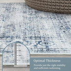 Morebes Vintage Hallway Runner Rug 12 ft, Extra Long Washable Kitchen Rug Runner Non-Slip, Soft Indoor Floor Throw Carpet for Hall Living Room Dining Room Office Farmhouse, Blue-Gray