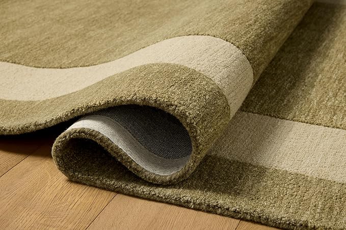 Loloi Leanne Ford Craven Collection CVN-01 Light Olive/Oatmeal 9'-3" x 13' Area Rug Geometrical, Patterned, Neutral, Living Room, Bedroom, Dining Room