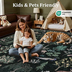5x7 Area Rugs Living Room Rug: Vintage Washable Rug Floral Soft Carpet Indoor Floor Non-Slip Boho Stain Resistant Large Carpets for Bedroom Kids Nursery Dining Room Farmhouse Home Office Green