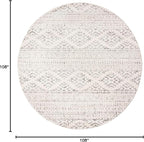 SAFAVIEH Tulum Collection Area Rug - 9' Round, Ivory & Grey, Moroccan Boho Tribal Design, Non-Shedding & Easy to Clean, Ideal for Living Room, Bedroom, Dining Space (TUL272A)