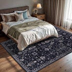 GLN Rugs Traditional Collection - Machine Washable Area Rug, Traditional Washable, Non Slip, Low Pile Chenille Rug, Living Room, Bedroom, Kitchen Rug (6' x 9' Terra/Multicolor 1168)