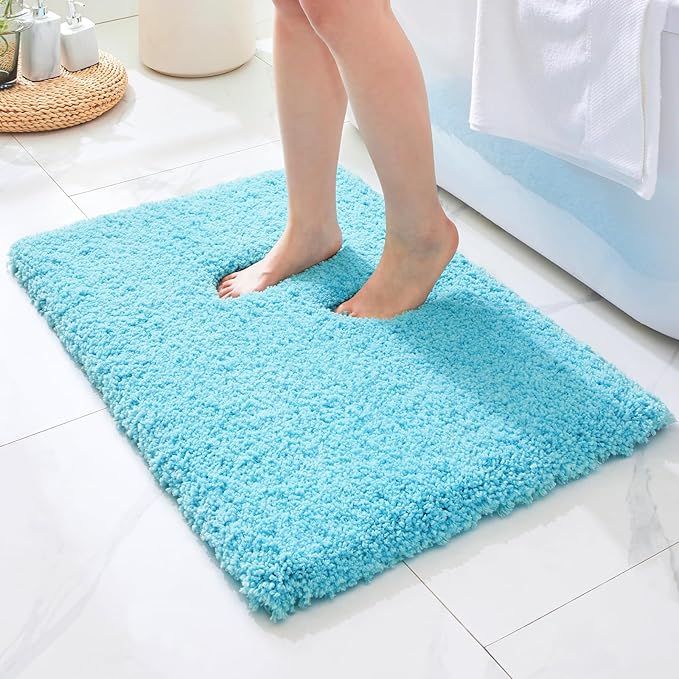 Teal Bathroom Rug 24x36 Non Slip Fluffy Bath Mat for Bathroom Floor Washable Plush Luxury Bath Rug for Tub Soft Shaggy Absorbent Shower Sink Mat