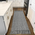 Collive Hallway Runner Rug, 2' x 6' Hand-Woven Reversible Washable Entryway Rugs, Grey Cotton Modern Farmhouse Laundry Room Carpet Long Carpets for Bathroom Sink Foyer Bedroom