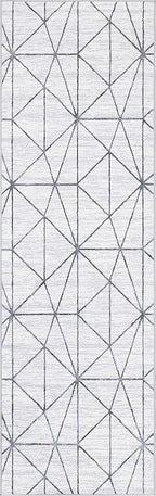 Rugs.com Lattice Trellis Collection Rug – 10 Ft Runner White Low-Pile Rug Perfect for Hallways, Entryways
