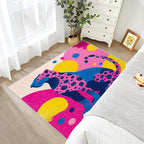 4x6 Rug Washable - Leopard Rug for Bedroom, Colorful Abstract Geometric Animal Pop Art Non Slip Low Pile Area Rugs for Living Room Laundry, Leopard Carpet Room Decor & Gifts