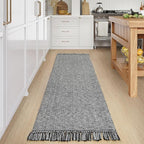 Collive Long Hallway Runner Rug 2.6' x 8', Washable Runners Indoor Entryway Rug, Grey/Cream Braided Woven Kitchen Rugs Low-Profile Front Door Floor Carpet for Laundry Room Bedroom Doorway